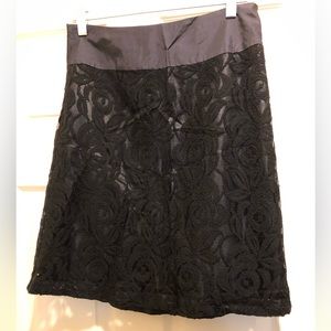 Moulinette Soeurs Anthropologie Black Floral Lace Skirt